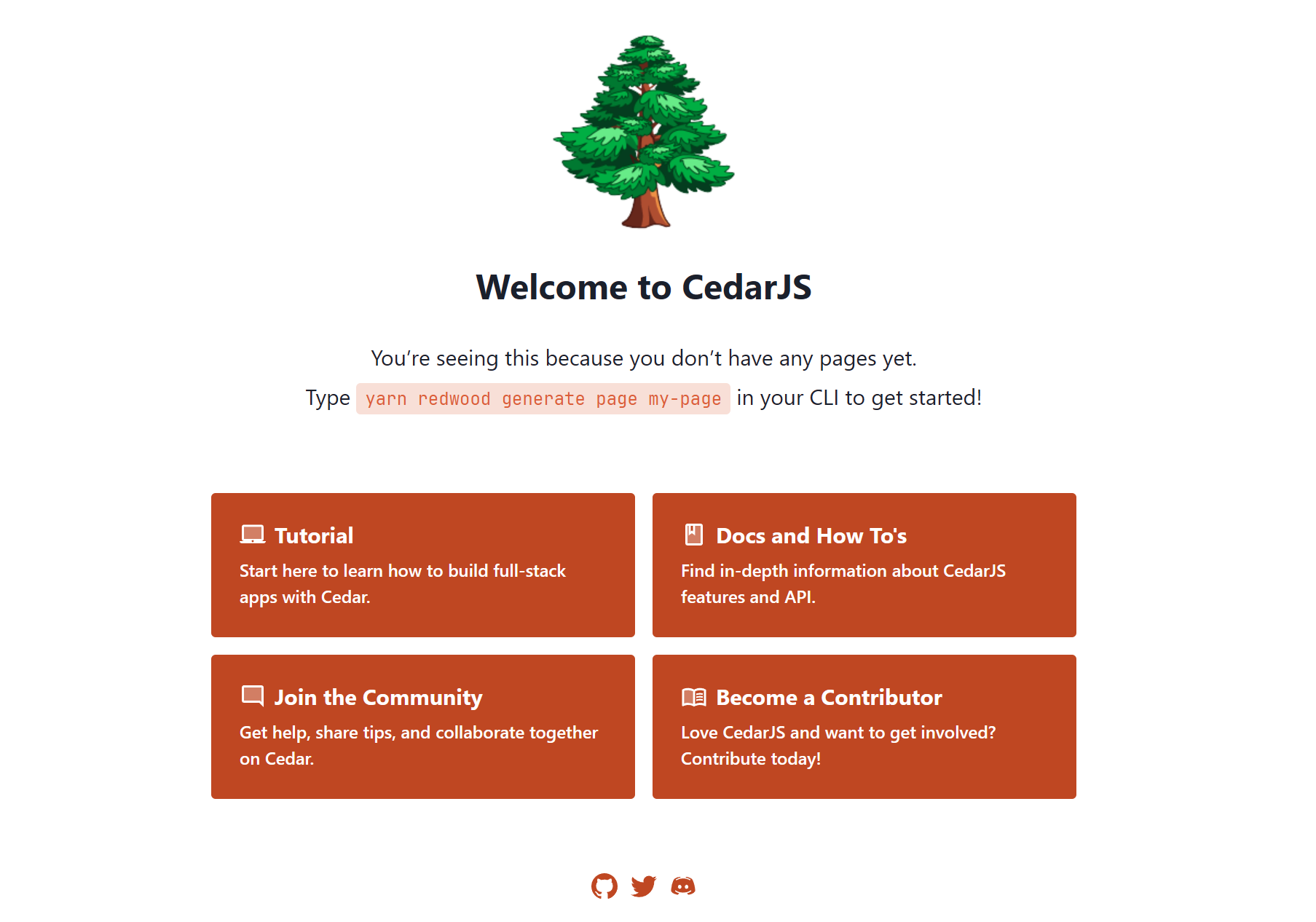 CedarJS Welcome Page